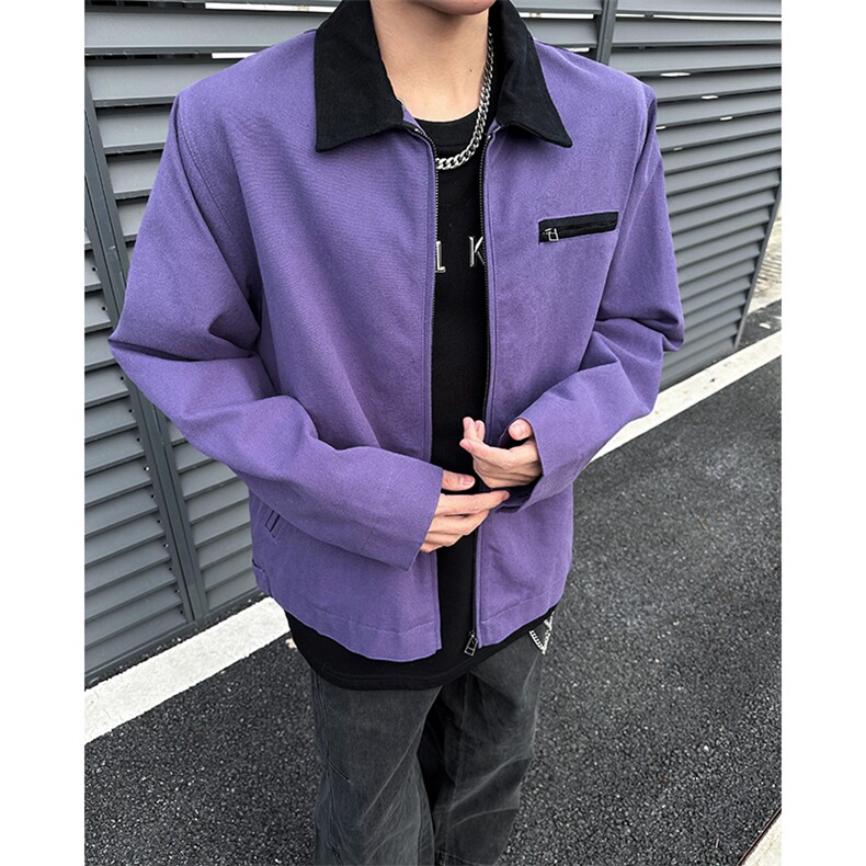 8XL-M春季水洗帆布短款夹克男生vintage美式复古工装外套JK003P98,男装夹克,电商B312