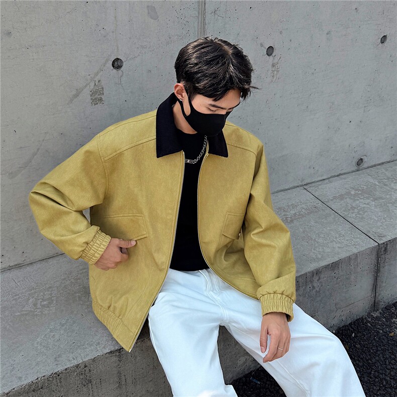 秋冬男士皮衣拼接翻领潮流机车夹克情侣机能外套GS60055，男装皮衣，星座1206（原A206）