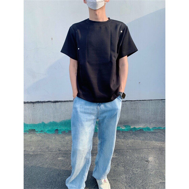 【现货自制】凉感纯色短袖T恤男夏季半拉链立领polo衫T06024P40,男装Polo衫,星座1004（原星座815-3）