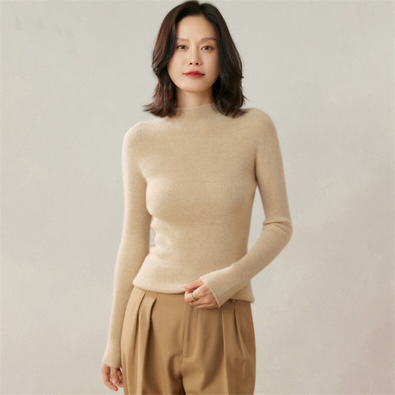 2025年秋季长袖通勤一线成衣羊绒衫修身,女装羊绒衫,贝美羊绒