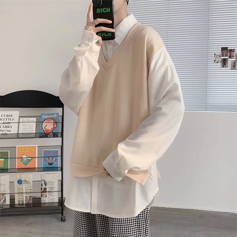 V领套头背心男潮流百搭休闲学院风马甲MC64P38图片