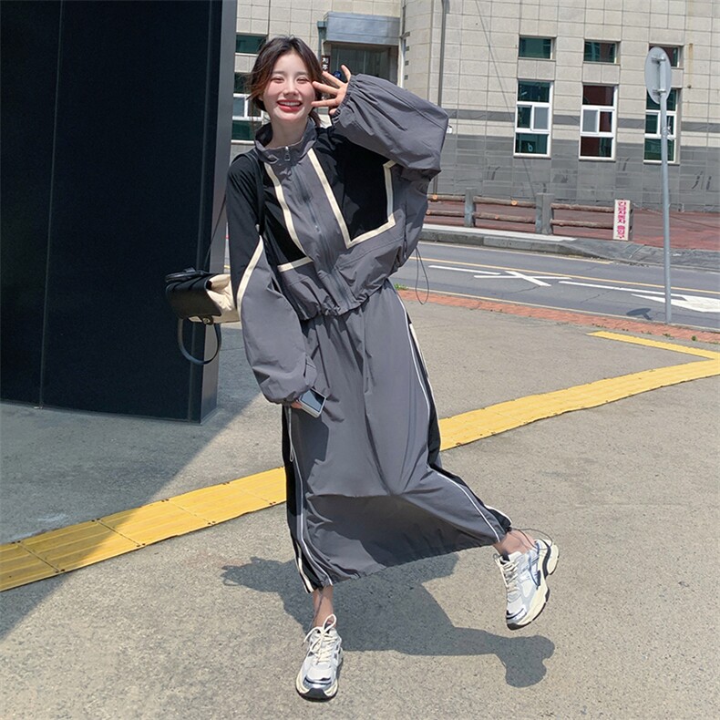 春季主推拼色立领宽松外套+半身裙两件套2C239-H17-P175-K268图片