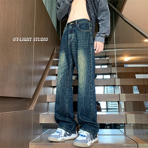 B221 美式ins高街暗黑小众个性宽松直筒牛仔裤 LK23140-P65 控88图片
