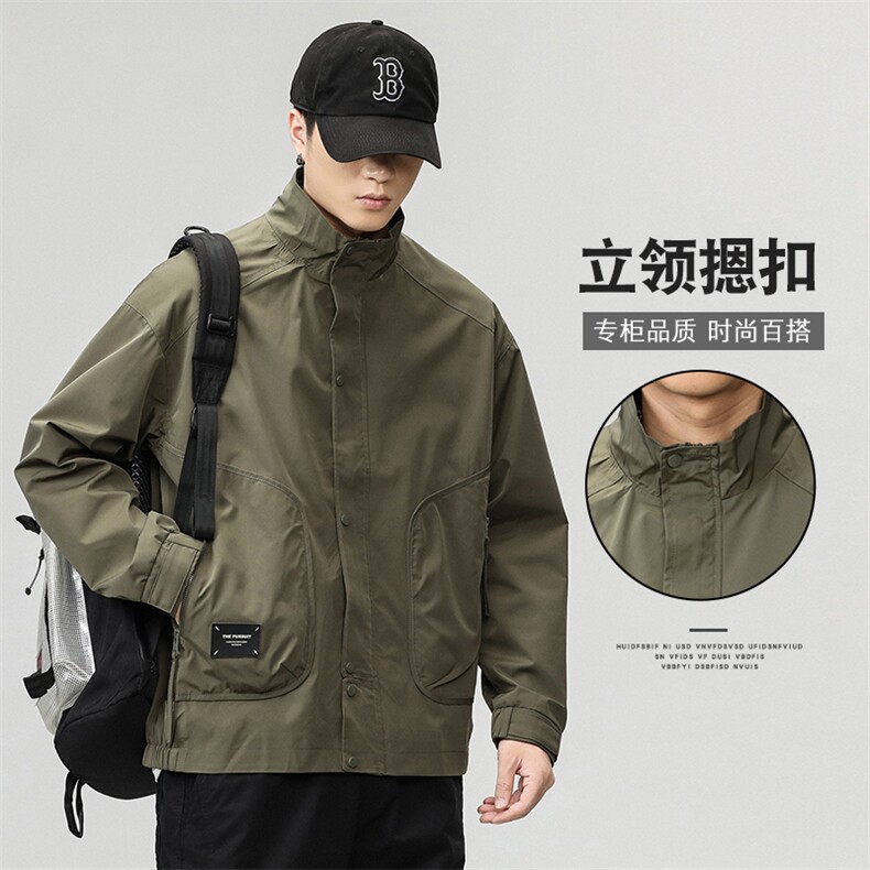 新款美式机能工装衬衣夹克男户外百搭休闲翻领薄款外套61031-P85图片
