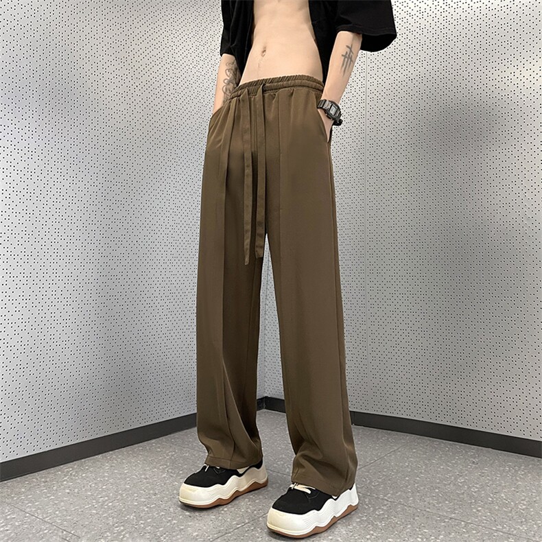 休闲西裤男韩版潮流纯色垂感松紧腰2023夏季ins宽松长裤K3932-P35,男装西裤,星座412-3