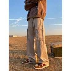 美式高街工装宽松直筒垂感阔腿裤棉715-6-BX20P65(控88），男装休闲裤，星座715-6