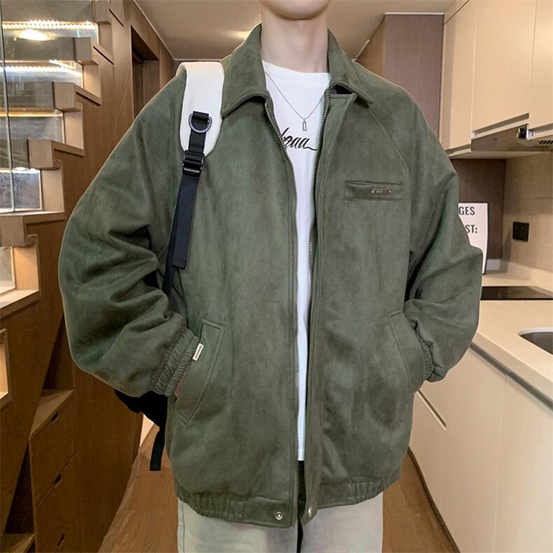 麂皮绒外套男生秋冬季高级感痞帅炸街潮牌休闲翻领夹克JK25/P70,男装夹克,星座506