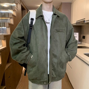 麂皮绒外套男生秋冬季高级感痞帅炸街潮牌休闲翻领夹克JK25/P70图片