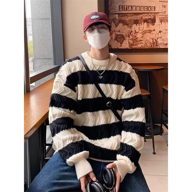 毛衣男款美式复古内搭针织衫秋冬季加厚慵懒风高级感宽松线衣外套,男装针织衫/毛衣,星座506A