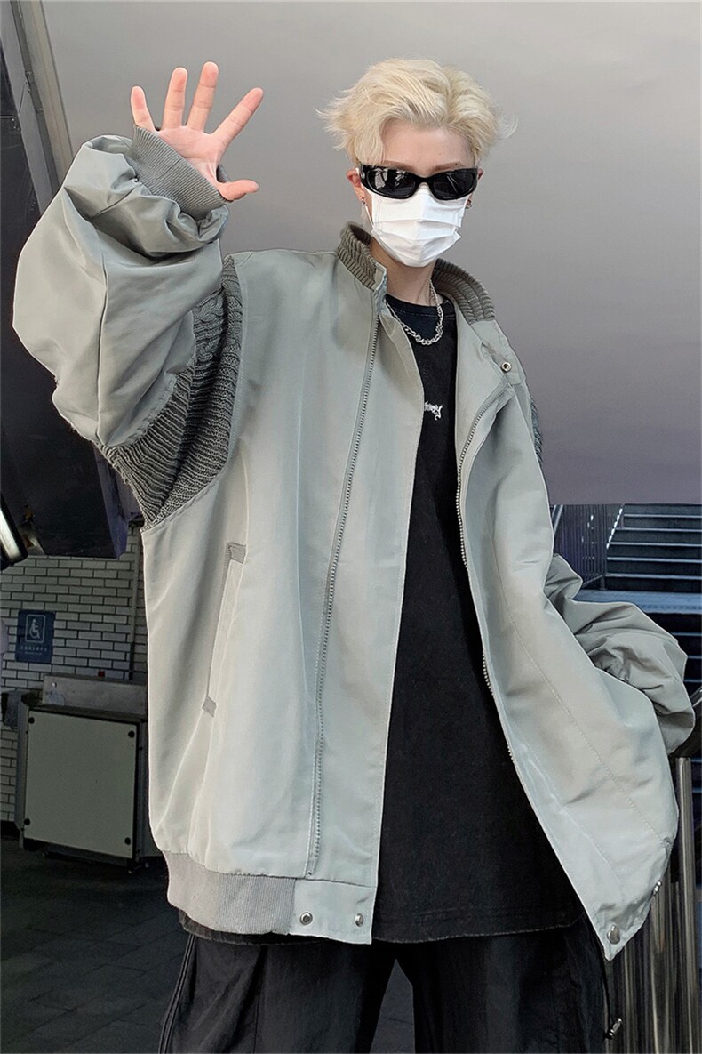 ma1飞行员夹克男潮牌美式ins针织拼接外套秋冬宽松痞帅休闲棒球服,男装夹克,星座505-2（原电商A260-1)