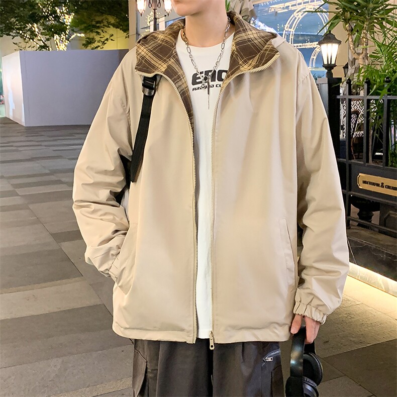 特批65春秋新款双面穿格子夹克外套男女同款连帽夹克外套JK2459,男装夹克,电商A128
