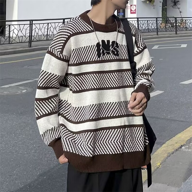 秋冬复古拼色针织衫男士毛衣日系ins潮流百搭宽松外套M781-P48,男装针织衫/毛衣,星座512-2