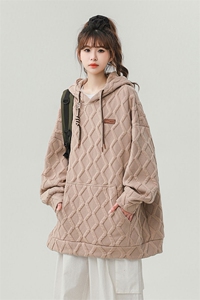 连帽立体菱形花纹卫衣女成分：98%聚酯纤维2%氨纶WY77047P75控98图片