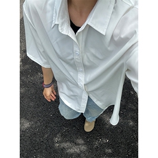 薄款冰丝短袖衬衫男简约纯色垂感休闲痞帅衬衣CS288-P20，男装T恤，星座301C-5