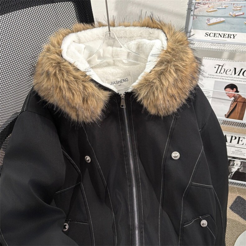美式复古座山雕派克棉服外套男女冬季毛领连帽短款情侣棉衣,男装棉衣,星座506A