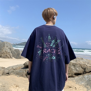 新款纯棉印花短袖t恤男夏季青少年初中高中学生帅气半袖TX527-P25图片