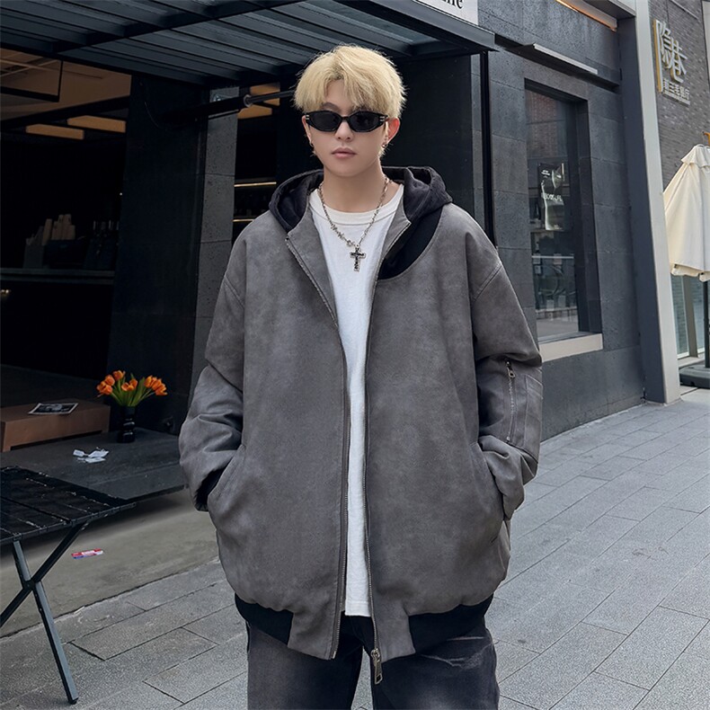绗棉特批100控158178美式连帽机车棉服棉衣面包服外套男MY245,男装棉衣,电商B370
