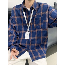 现货~磨毛格子大码长袖衬衫C5900/特P25藏青，男装衬衫，电商A094