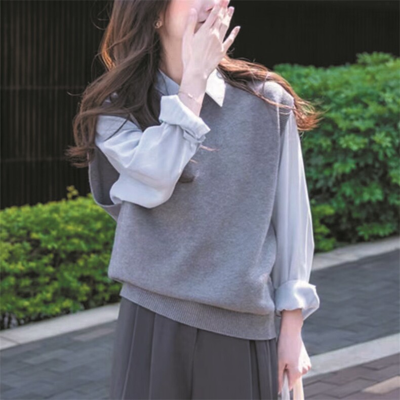 秋季新款时尚百搭宽松显瘦休闲马甲女外套,女装马甲,萱芳婷羊绒