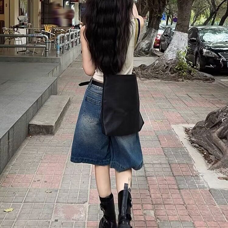 大码五分牛仔短裤女夏季薄款胖宽松小个子阔腿低腰显瘦直筒中裤,男装牛仔裤,星座1210-1