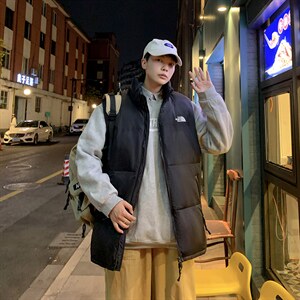 有版权现货刺绣立领宽松外套马甲时尚男款韩版羽绒服MJ02P65控98图片