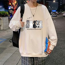 S6100-P28加绒款-P33秋季圆领卫衣男大码韩版宽松长袖外套，男装卫衣，电商A040