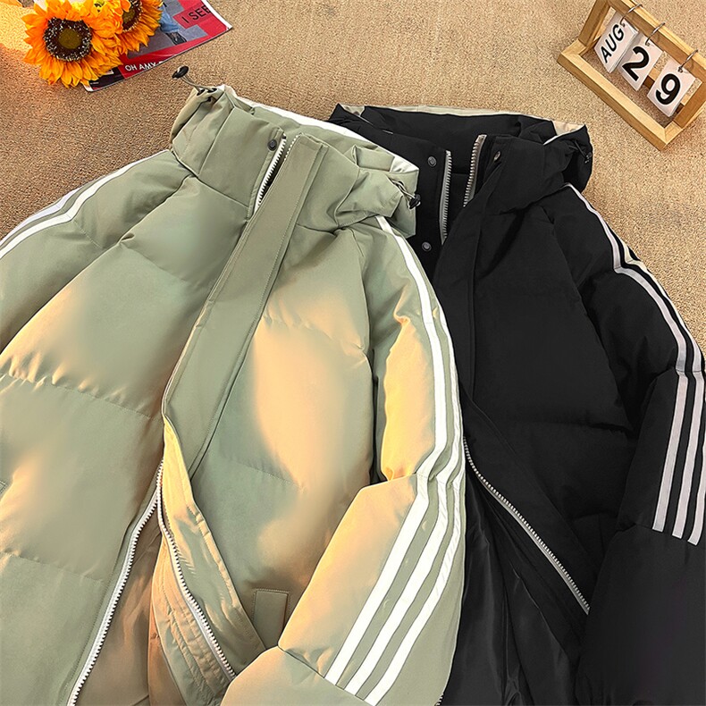 现货抖音得物供视频三条杠织带加厚羽绒连帽棉衣外套棉服MY8097,男装棉衣,电商A486