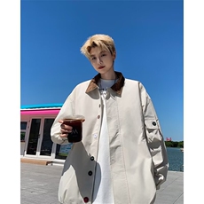 撞色夹克外套男高级感2024新款宽松百搭棒球服休闲上衣W6097-P62，男装夹克，星座412-2