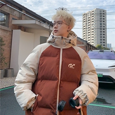 数据款冬季撞色插肩袖连帽面包服棉衣XMY2313-P105控148抖音控168，男装棉衣，电商B370