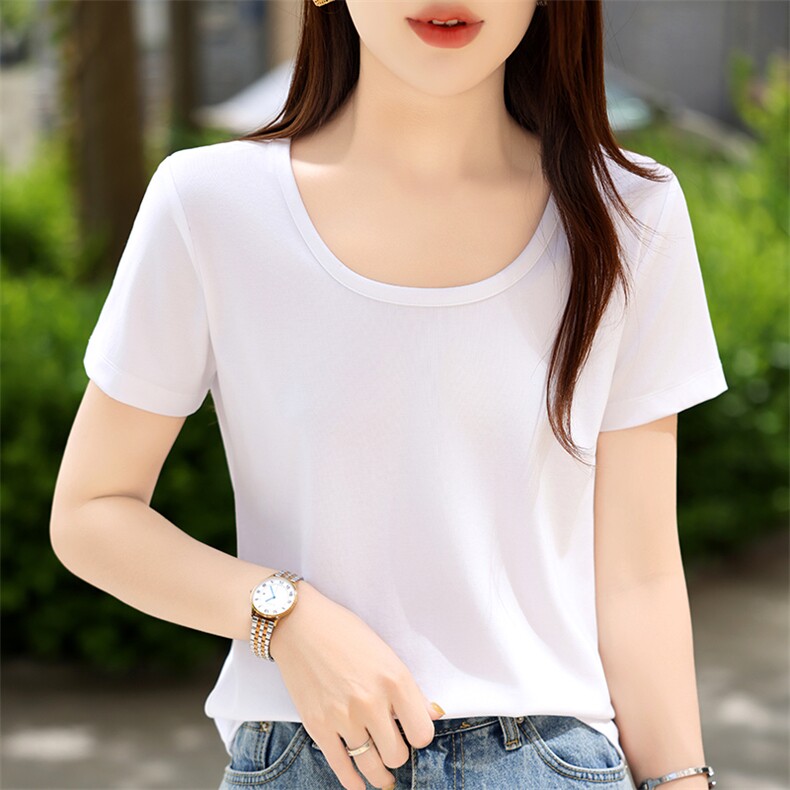 新款莱赛尔天丝上衣纯色套头半袖T恤女休闲薄款短袖,女装T恤,硕诚羊绒