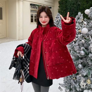 冬季新款   新年红丝绒洒金羽绒面包服女超好看A910P310K458图片