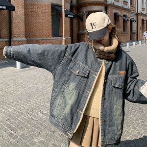 牛仔派克服外套女2025冬季新款韩系百搭小个子加厚机车风夹克棉服图片