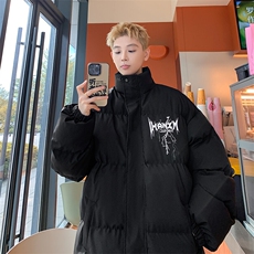 wassuphappy黑色棉服男款冬季宽松立领青少年保暖棉衣加厚面包服，男装棉衣，星座307A