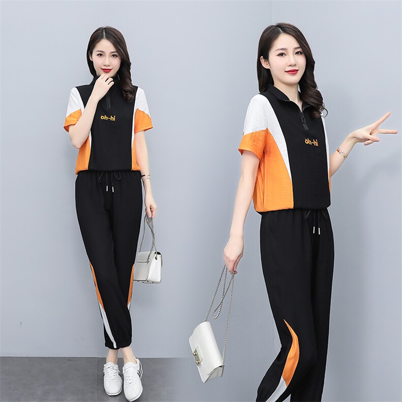 夏季休闲时尚运动服套装女2022新款两件套洋气减龄,女装套装/套裙,雅佳俏