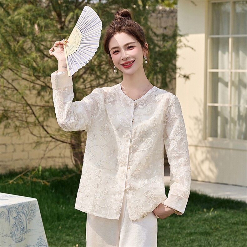 现货新款新中式外套女2025夏季复古刺绣薄款轻奢洋气上衣138,女装防晒衣,韩美纤衣