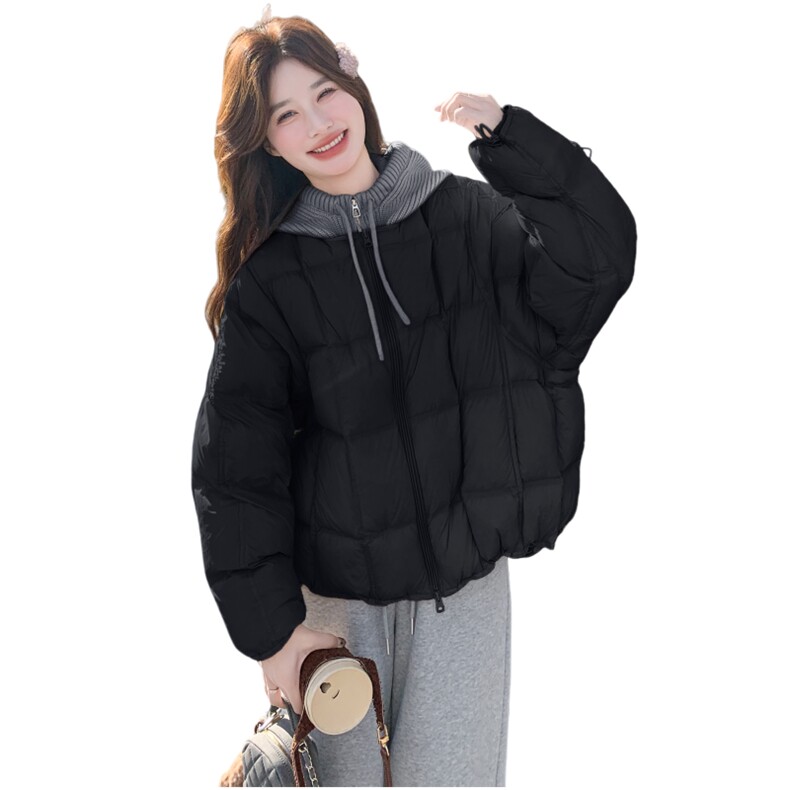 针织连帽90白鸭绒新款现货,女装羽绒服,2C012