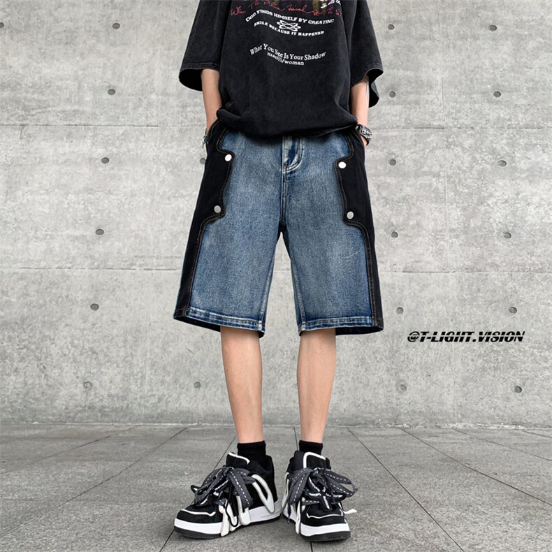 B221 美式ins高街暗黑小众个性款牛仔短裤五分裤 LK23100-P60控78图片