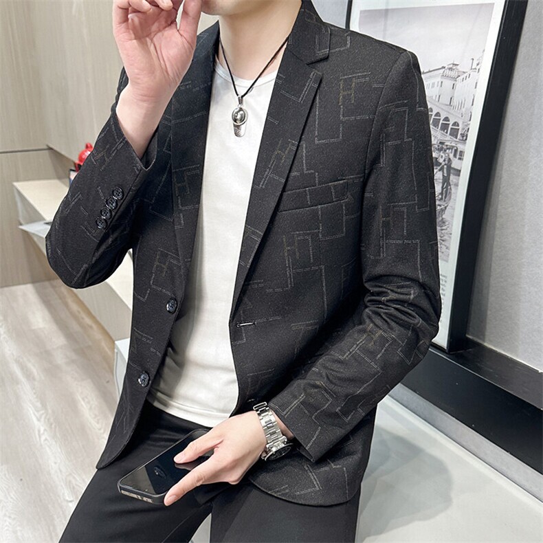春秋帅气休闲韩版修身提花男士小西服两扣西服XZ613B-5313-P70,男装西服,星座613B