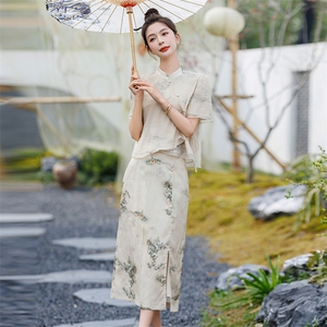 新中式改良旗袍2026年夏季新款气质长裙高级感半身裙两件套女图片