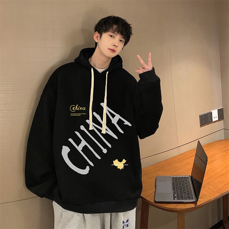 纯棉连帽卫衣男大码运动帽衫宽松薄WY2208-P35,男装卫衣,电商A040