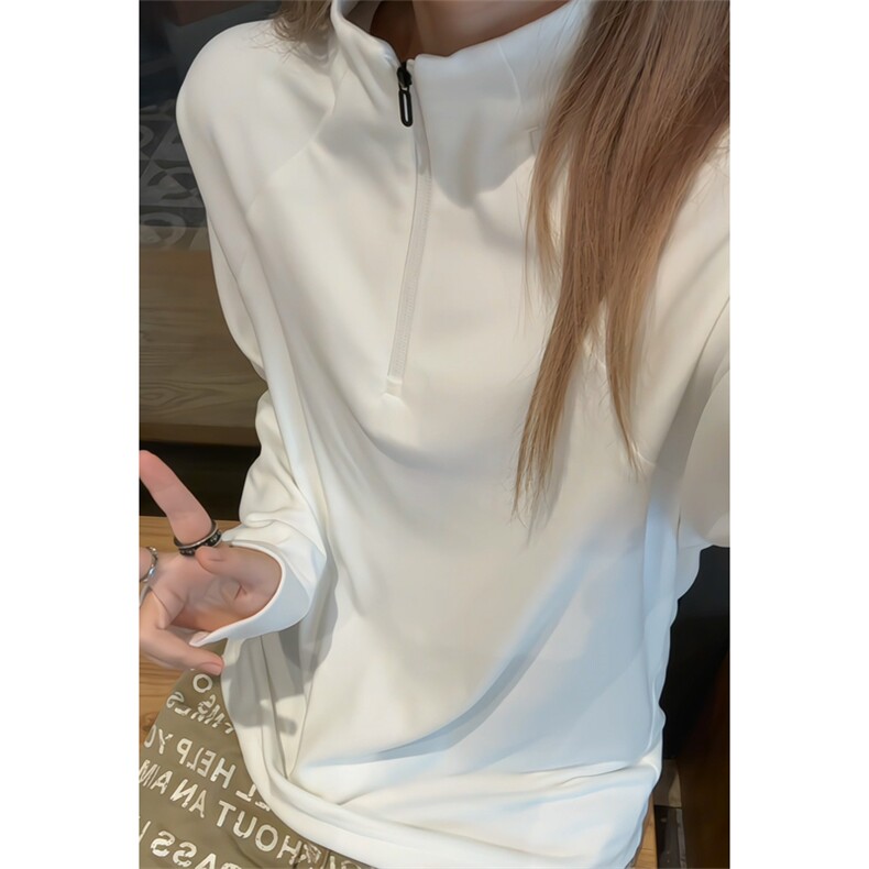 2025冬季新款港风女模大码德绒半拉链T恤M-5XHT251077-特P19,男装T恤,电商A022