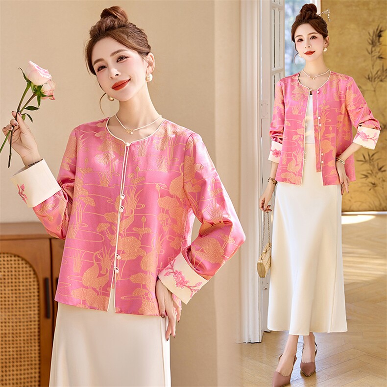 同款钉珠刺绣新中式外套女2026春季新款气质漂亮提花风上衣，女装短外套，美沁