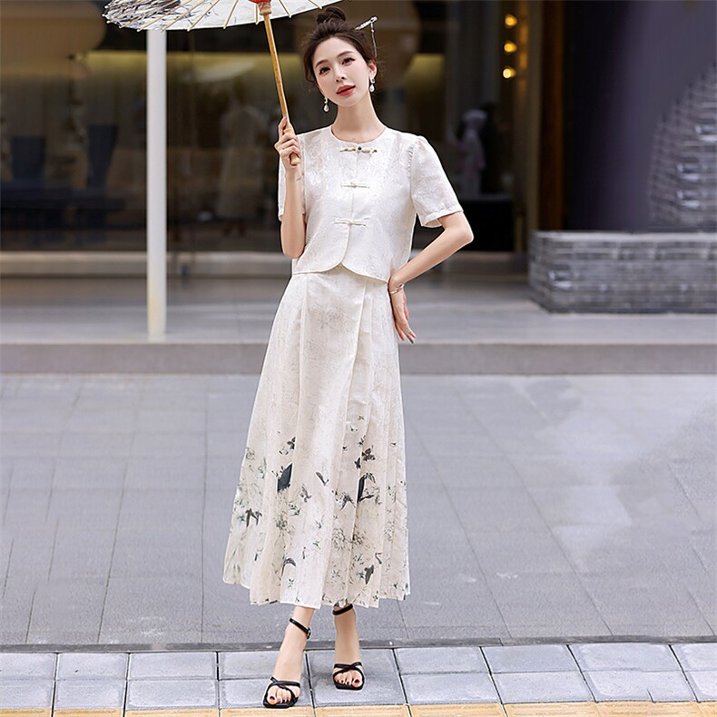 设计感时尚套装女2025夏季新款现货半身裙两件套,女装套装/套裙,美静678