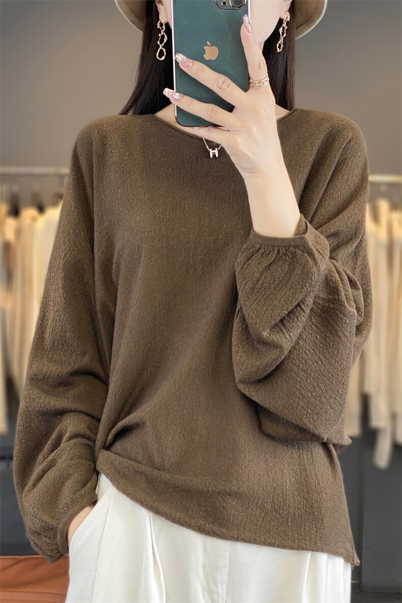 知性优雅10%羊毛衫女秋冬季长袖打底衫显瘦百搭上衣,女装羊毛衫,东远绒业
