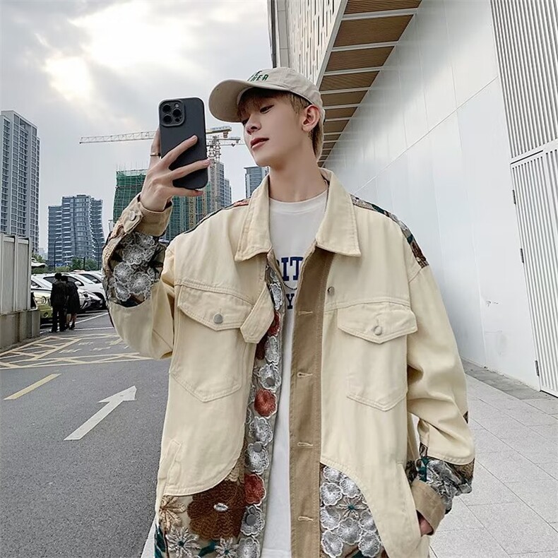 式复古刺绣工装外套男潮牌ins潮棒球服D0005-P72,男装工装外套,星座1109-3