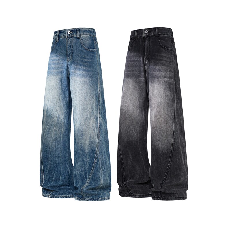 B221美式ins高街暗黑拼接扎花修身微喇牛仔裤LK25607-特P45控78，男装牛仔裤，电商B221