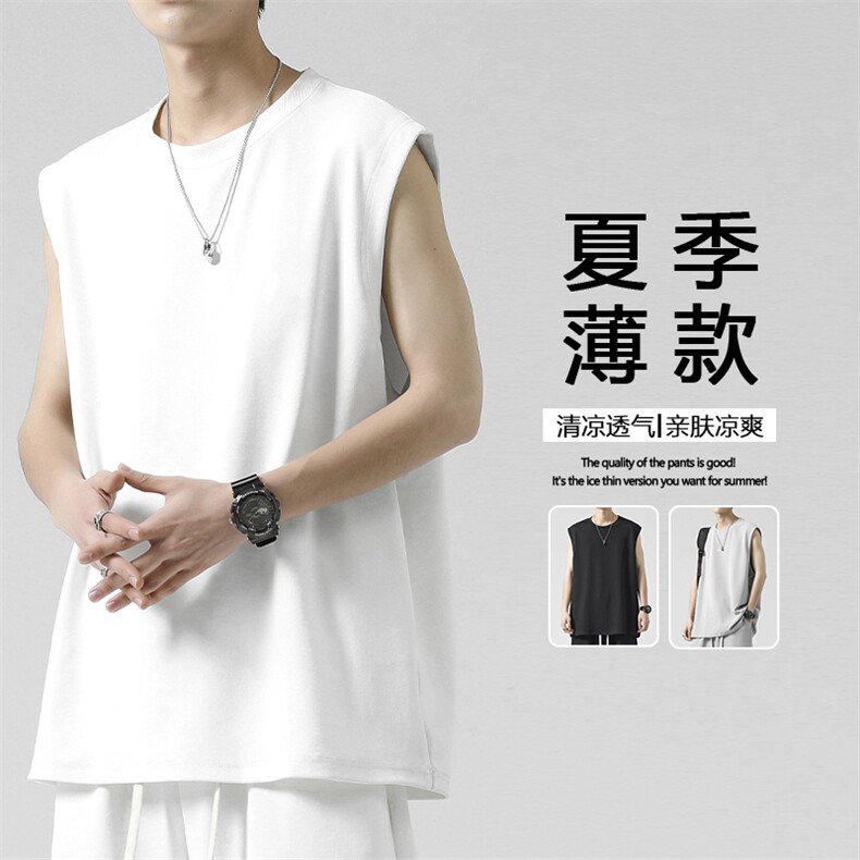 夏季清爽时尚垂感简约宽松休闲抗皱亲肤圆领无袖T恤 TT380-特批31图片