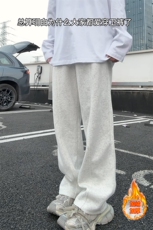 秋冬休闲裤百搭卫裤美式斜切加绒加厚弯刀裤微喇长裤K3669-特P35，男装休闲裤，电商B295