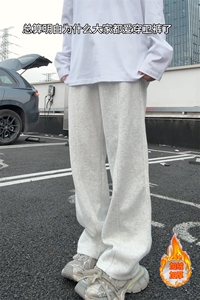 秋冬休闲裤百搭卫裤美式斜切加绒加厚弯刀裤微喇长裤K3669-特P35图片