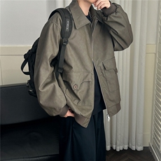 主推现货PU皮夹克外套宽松皮衣A351-AP2401-P110，男装夹克，电商A351